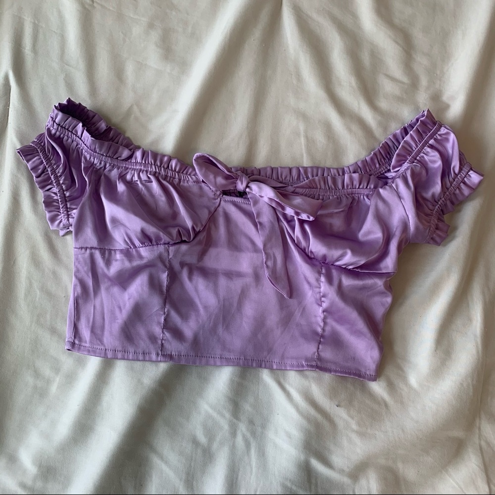 Satin Crop Top with Bow